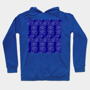 Blue background with white swirls. Hoodie